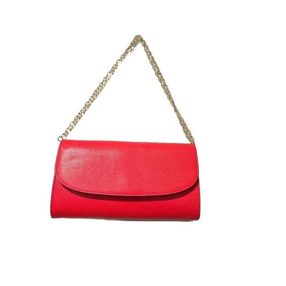Red Clutch Purse with Gold Chain Strap - Picture 1 of 13